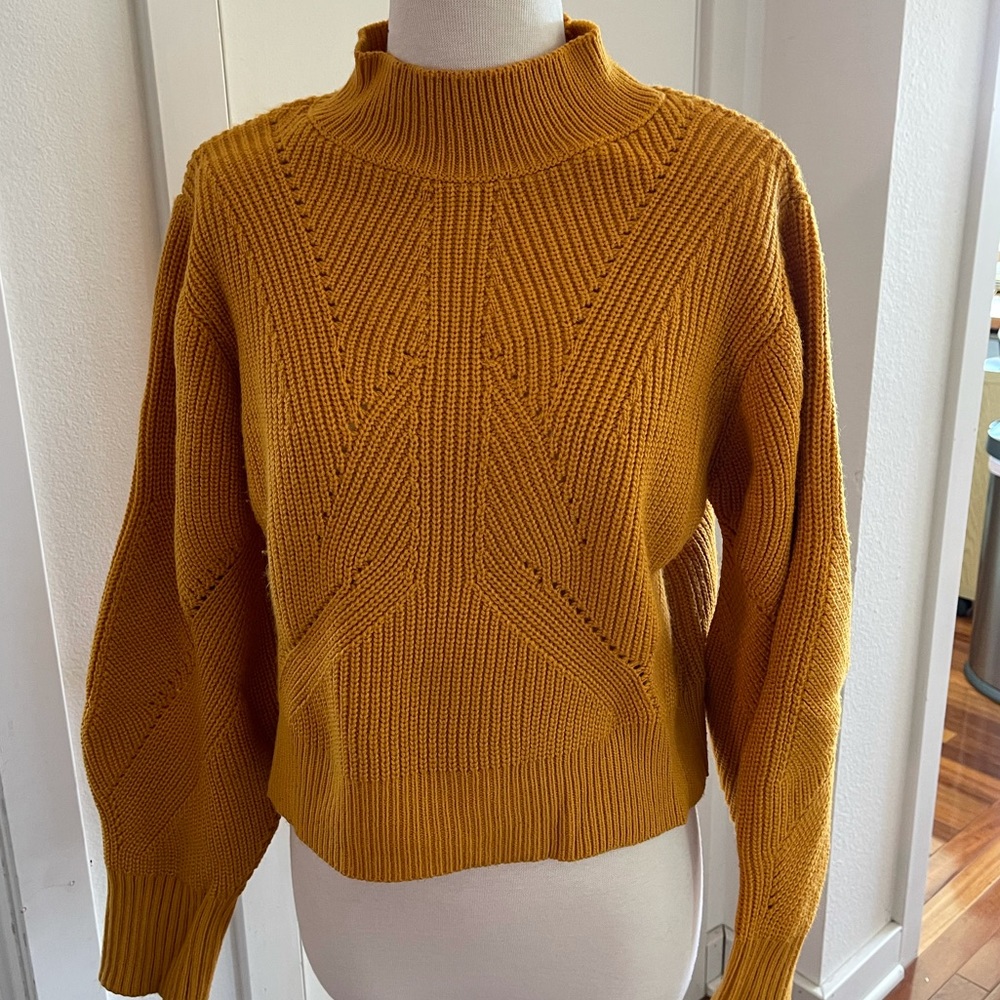 Topshop Mustard Knit Sweater with cute lace up back detail. Worn once.